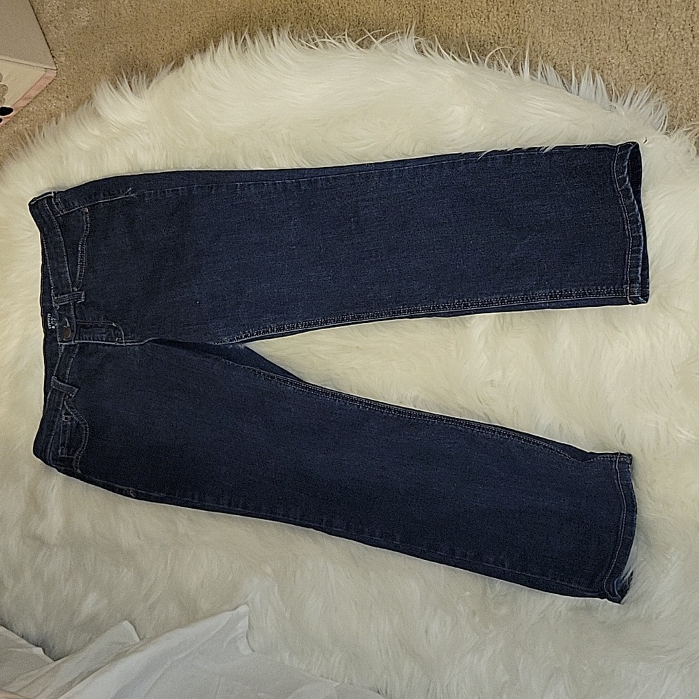 Crown & Ivy dark wash denim blue jean straight leg stretch 5 pocket 10P EUC…